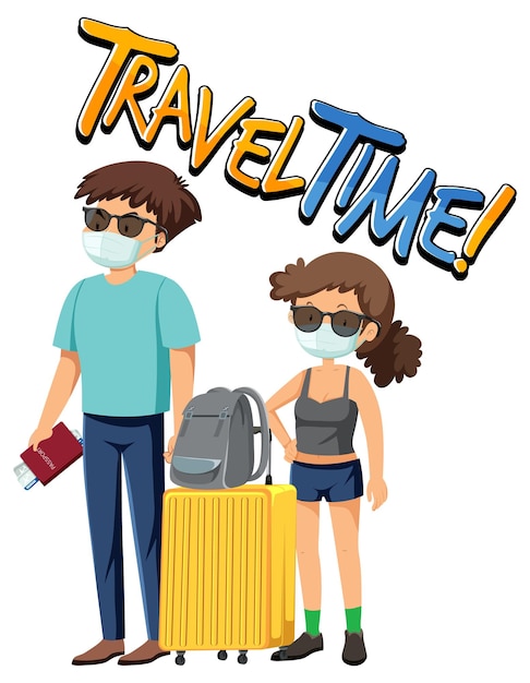 Gratis vector travel time typografieontwerp met paar