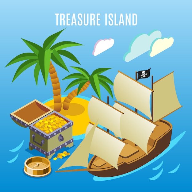 Gratis vector treasure island isometrisch spel