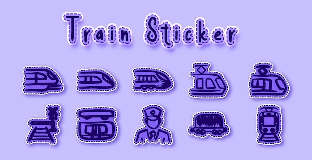 Gratis vector trein doodle kunst sticker