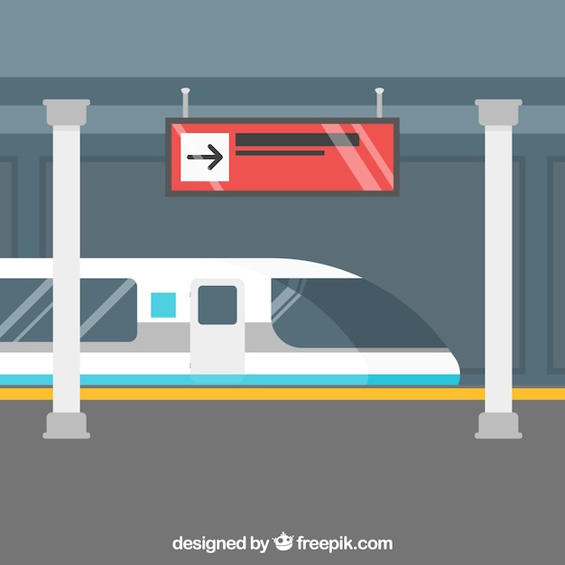 Gratis vector trein scene aankomt op het station