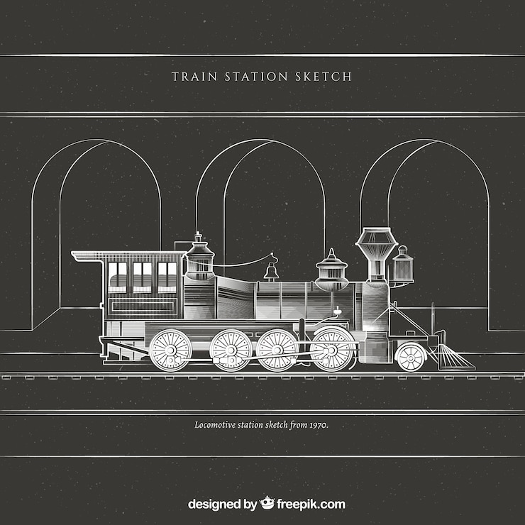 Gratis Vector treinschets op het station