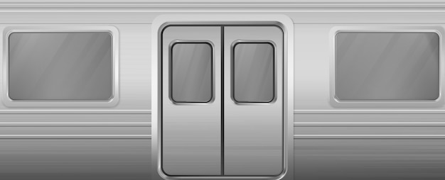 Gratis vector treinwagon met ramen en gesloten deuren
