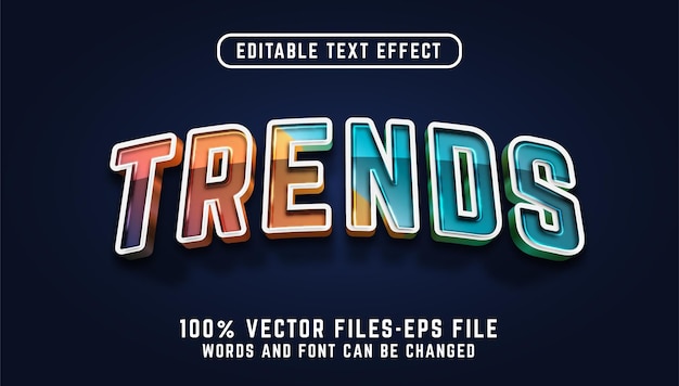 Trends 3d-teksteffect. bewerkbare tekst met premium vectoren in glanzende stijl Premium Vector