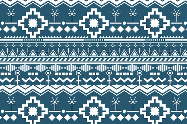 Tribal patroon achtergrond, witte en blauwe stof ontwerp vector