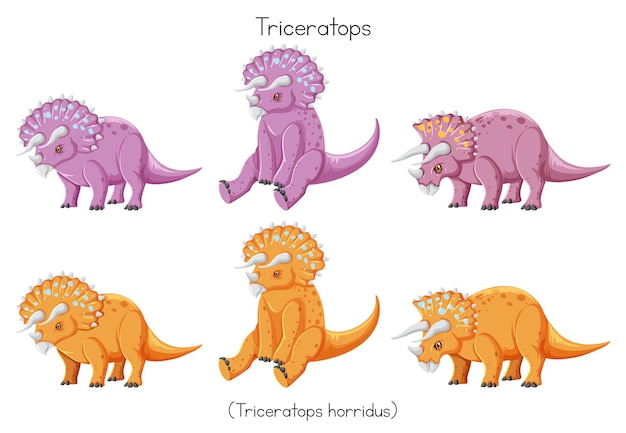 Triceratops in paarse en oranje kleur