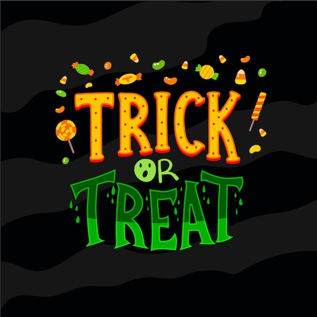 Gratis vector trick or treat - belettering concept