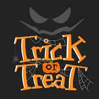 Gratis vector trick or treat belettering met gezicht