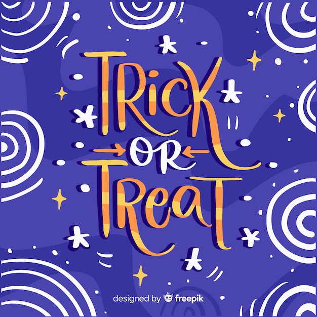 Trick or treat belettering met sterrenhemel