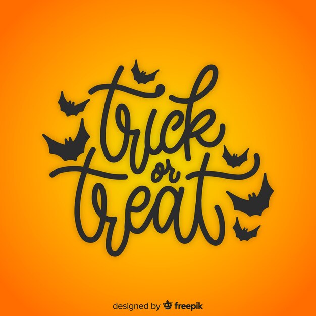 Trick or treat belettering met vleermuis