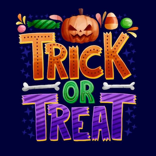 Gratis vector trick or treat belettering