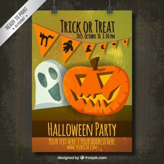 Gratis vector trick or treat partij poster