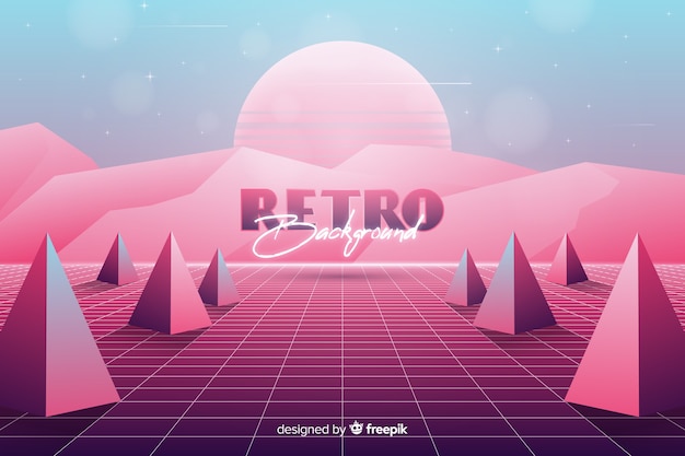 Gratis vector tridimensionale geometrische retro futuristische achtergrond