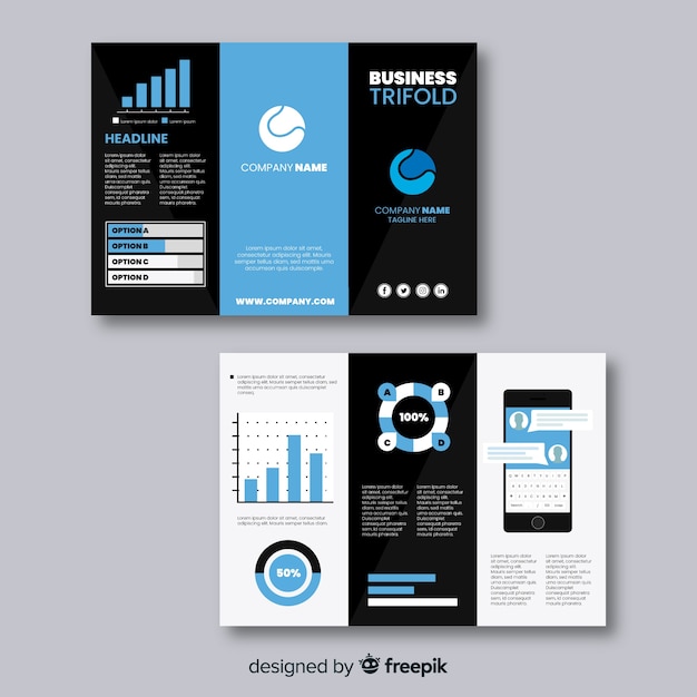 Gratis vector trifold zakelijke brochure sjabloon