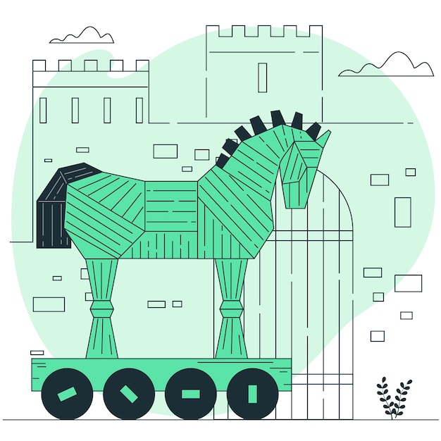 Gratis vector trojaans paard concept illustratie