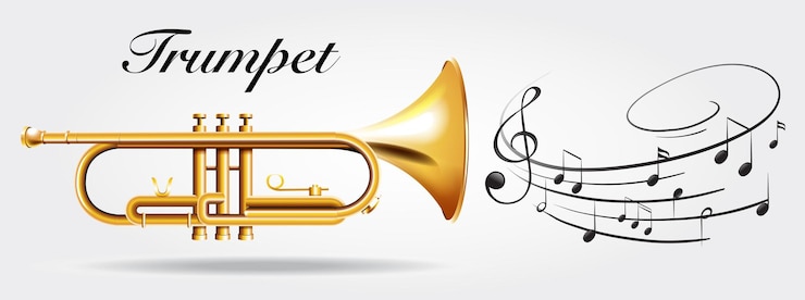 Gratis Vector trompet en muzieknoten