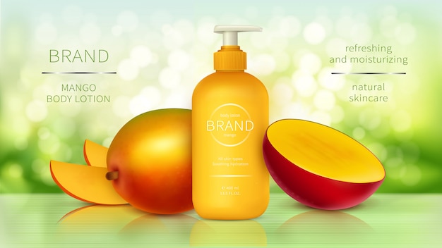 Gratis vector tropic mango cosmetica realistische reclame