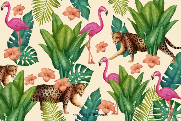 Tropische achtergrond met dieren