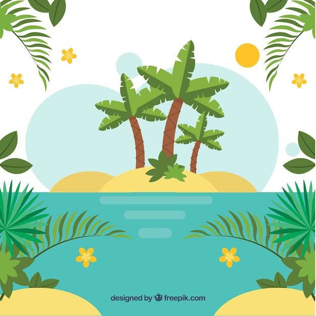 Gratis vector tropische achtergrond met palmen