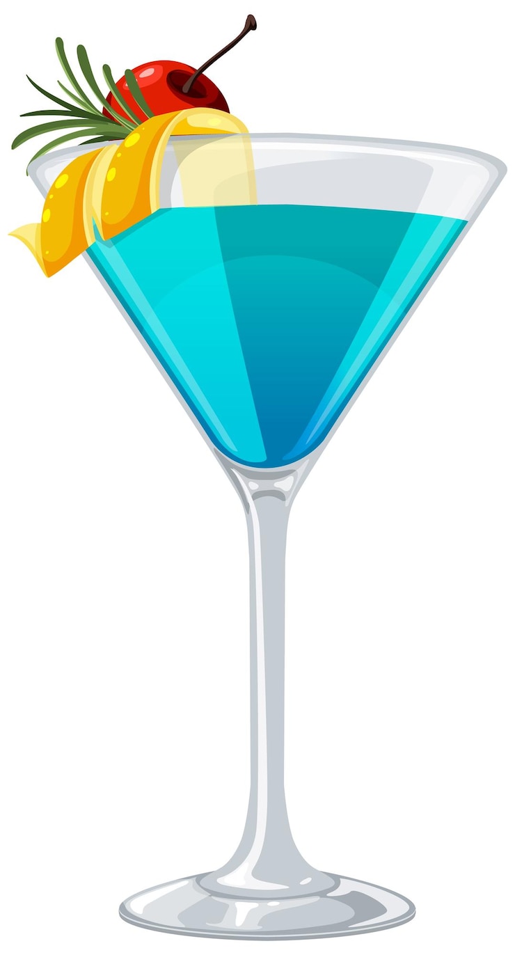 Gratis Vector tropische blauwe cocktail illustratie