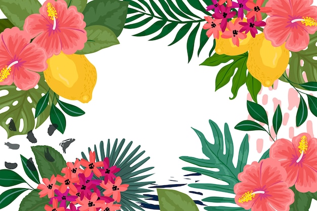 Tropische bloemen achtergrond voor zoom