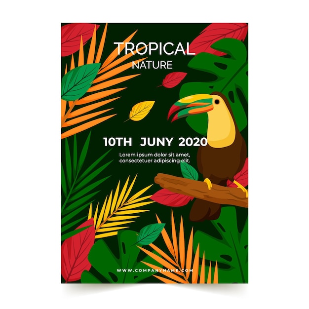 Gratis vector tropische feestaffiche met tucano