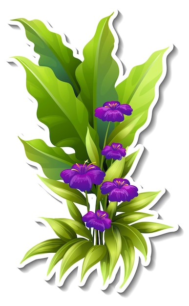 Gratis vector tropische plant sticker op witte achtergrond