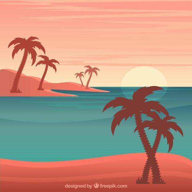 Tropische strandachtergrond met palmen