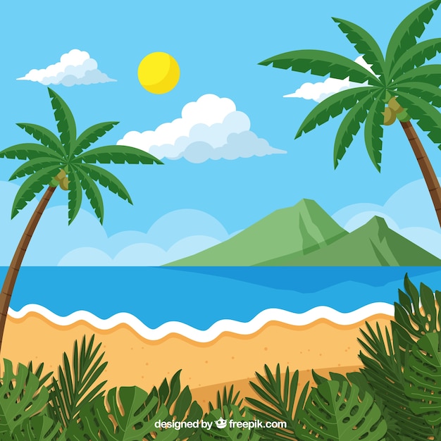 Gratis vector tropische strandachtergrond