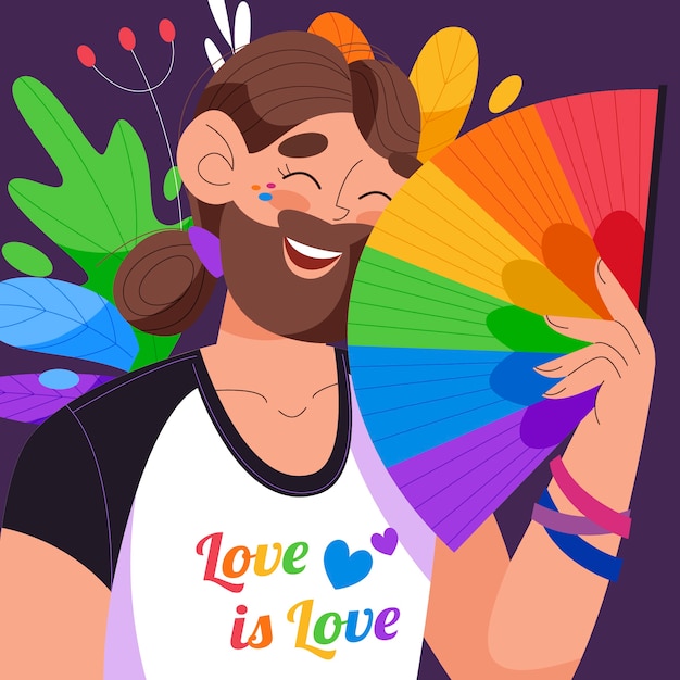 Trots maand hand getekende platte lgbt illustratie