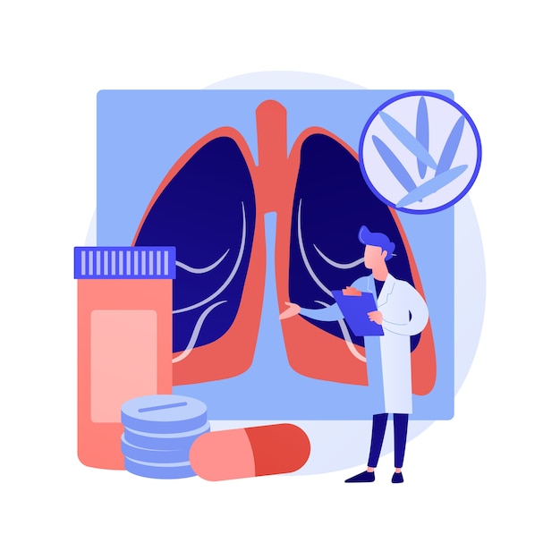 Tuberculose abstract concept vectorillustratie. Werelddag voor tuberculose, mycobacterium-infectie, diagnostiek en behandeling, besmettelijke longziekte, besmettelijke infectie abstracte metafoor.