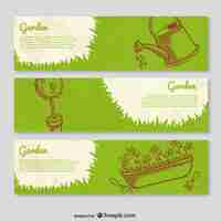 Gratis vector tuin banner sjablonen