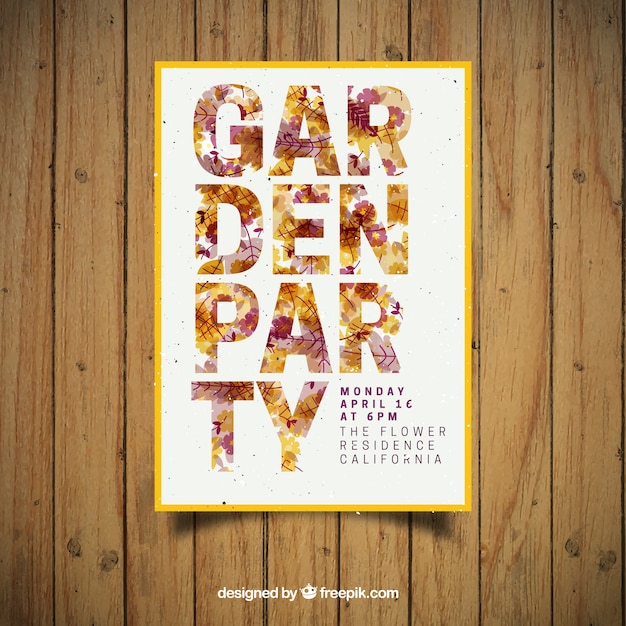 Gratis vector tuinfeest flyer met typografie