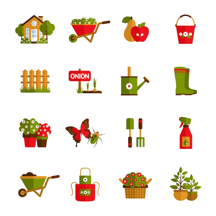 Gratis Vector tuinieren icons set