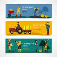 Gratis vector tuinieren mensen platte banners