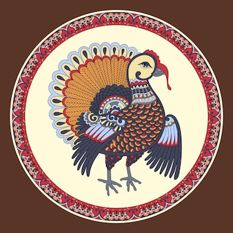 Turkije decoratie voor thanksgiving vakantie wenskaart element, print, posterontwerp, vectorillustratie