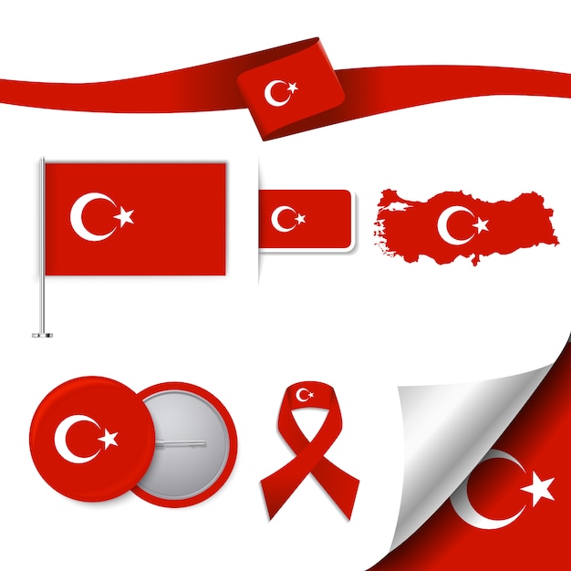 Gratis vector turkije representatieve elementen collectie