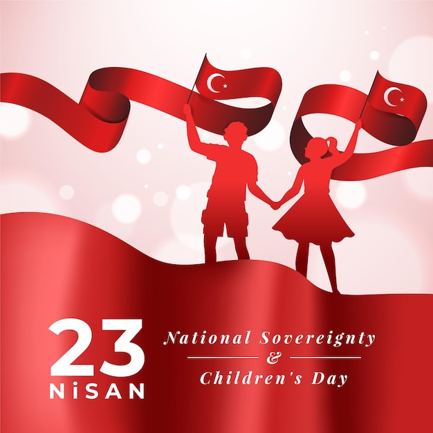 Gratis vector turkse nationale soevereiniteit en kinderdag