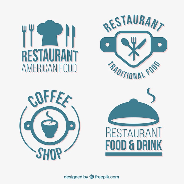 Gratis vector turquoise restaurant badges