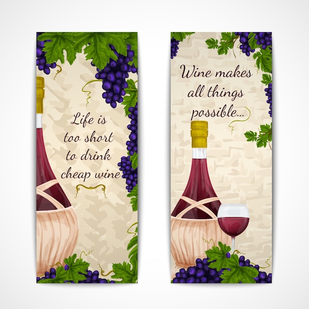 Gratis vector twee banners over wijn