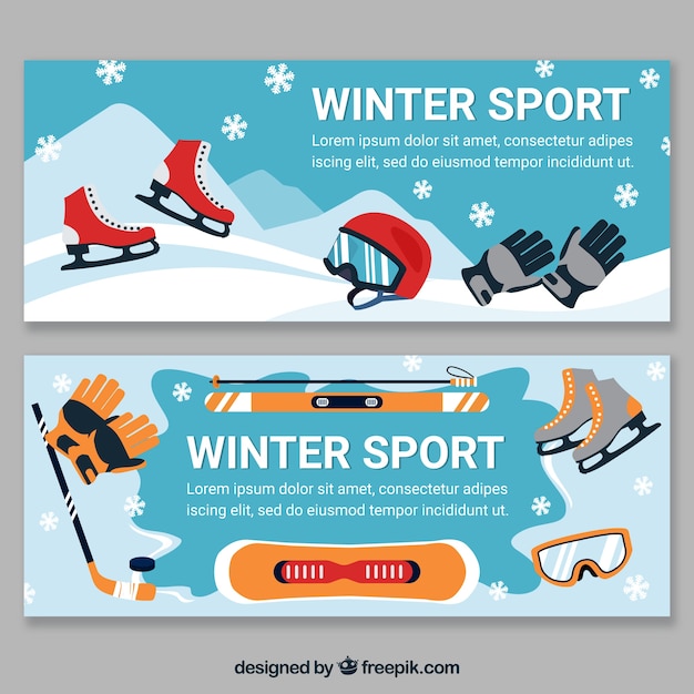 Gratis vector twee creatieve wintersportbanners