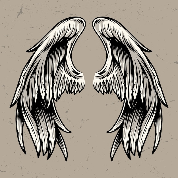 Gratis vector twee engel vleugels sjabloon