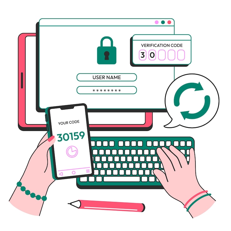 Gratis Vector twee-factor authenticatie concept illustratie
