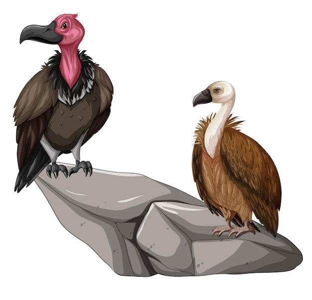 Gratis vector twee giervogels op de rots