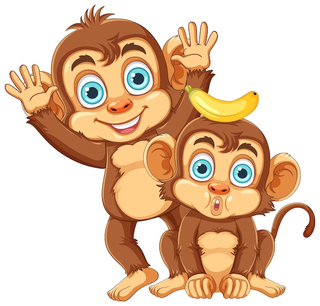 Twee grappige apen cartoon personages