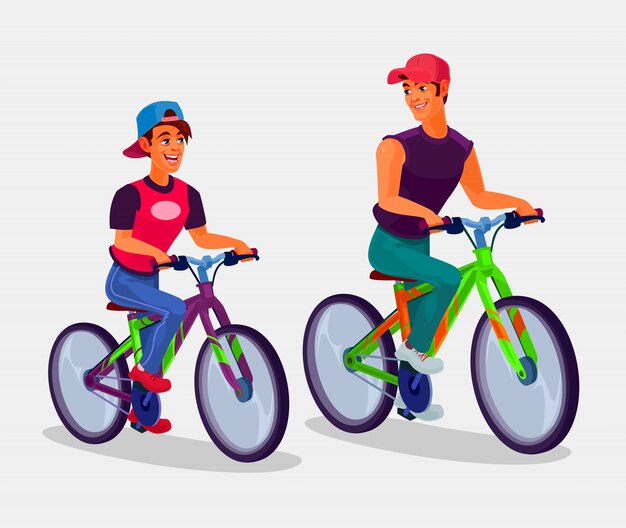 Twee jonge mannen fietsen