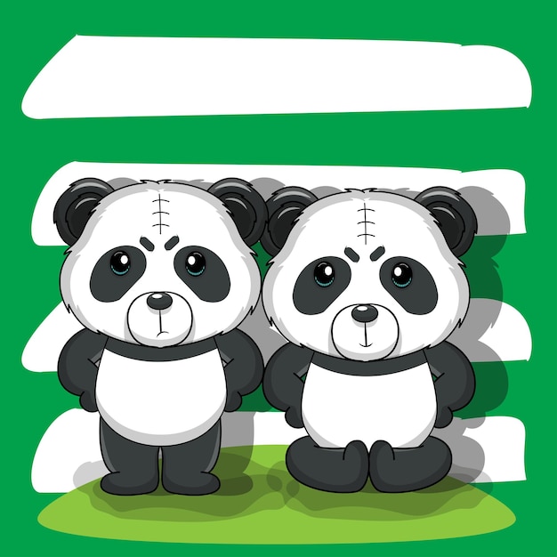 Gratis vector twee panda's zijn emotioneel