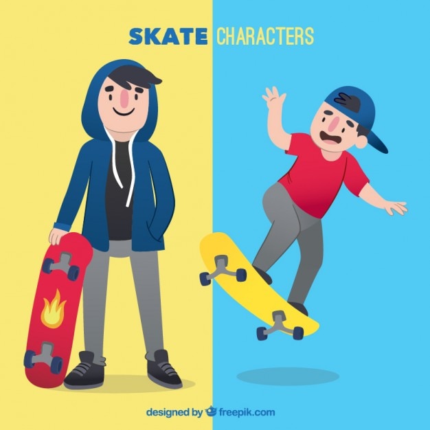 Gratis vector twee skate personages