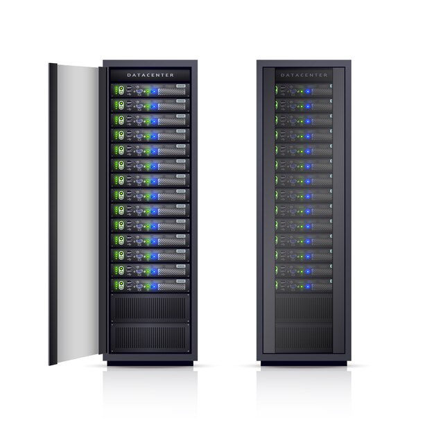 Twee zwarte Server rekken realistische illustratie