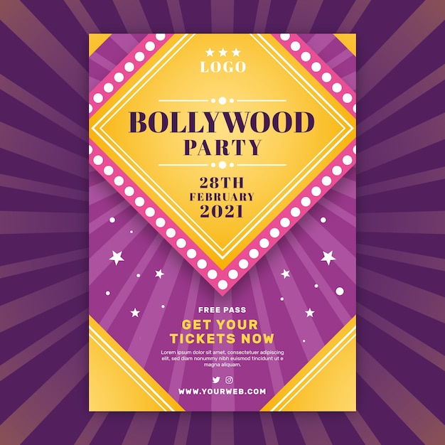 Tweekleurige bollywood party poster sjabloon