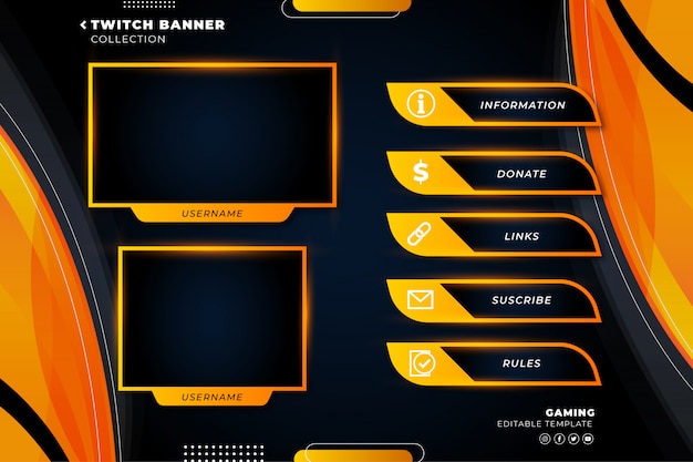 Twitch banner collection voor live stream-sjabloon